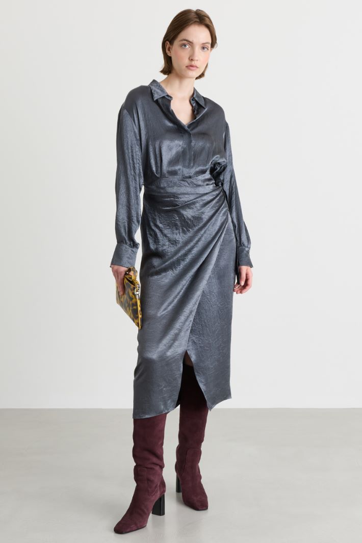 Panelled Shirt Dress - GREY - Intrend
