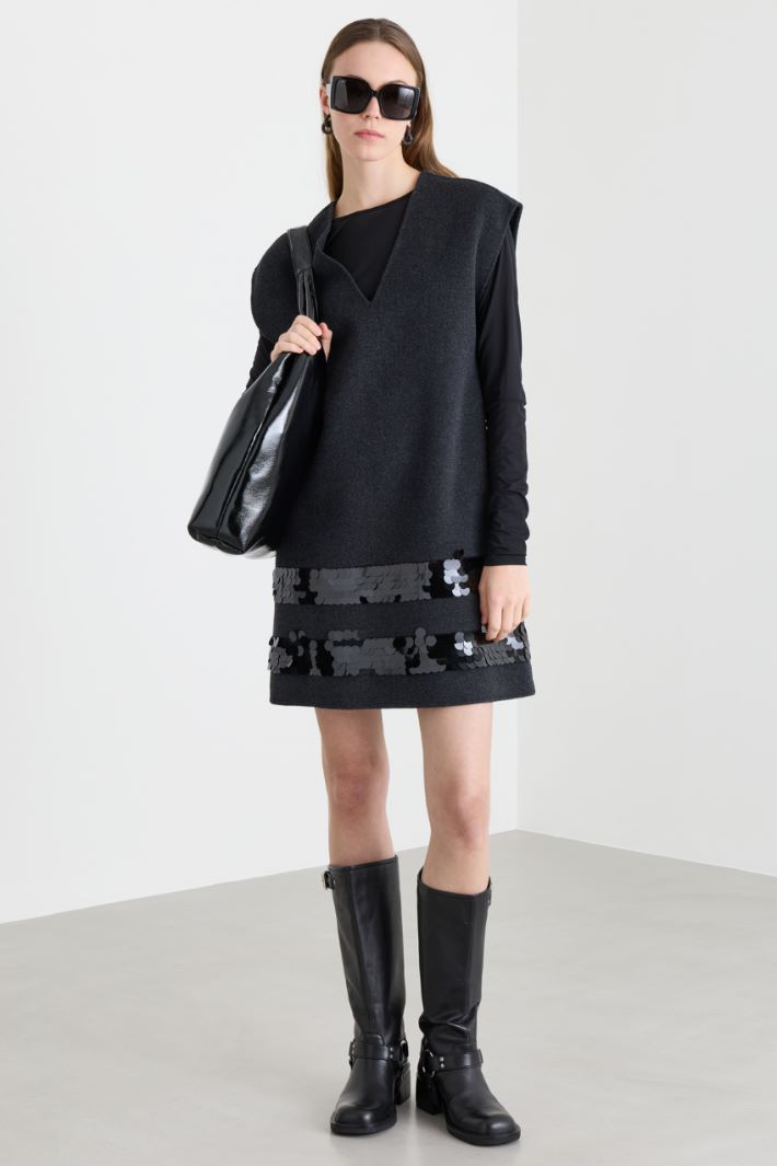 Short sequin-trim dress - GREY - Intrend