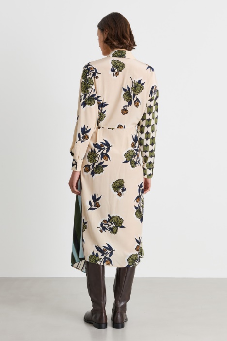 Abito chemisier in crepe de chine di pura seta