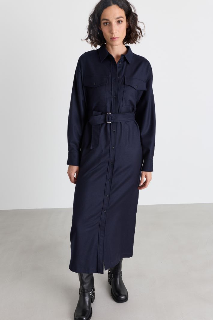 Flannel Dress - BLUE - Intrend - 2