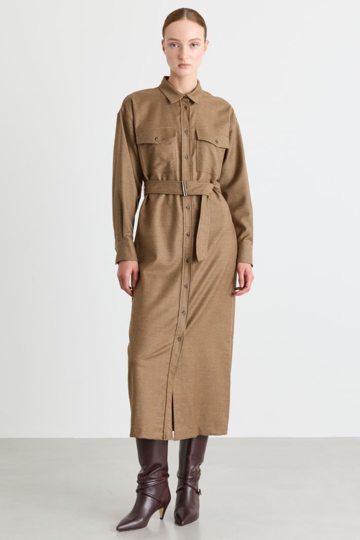 Flannel Dress - CAMEL - Intrend - 2
