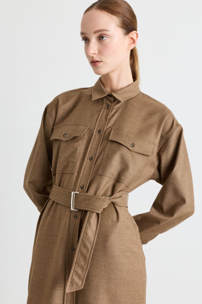 Flannel Dress - CAMEL - Intrend - 3