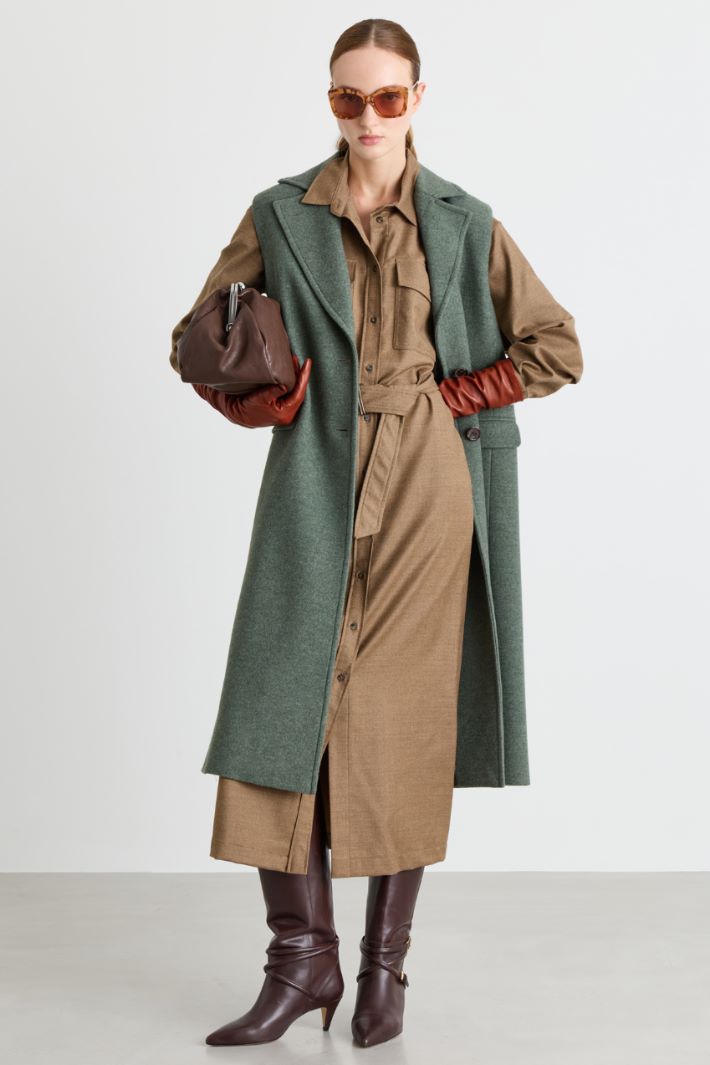 Flannel Dress - CAMEL - Intrend