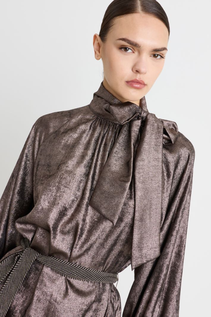 Abito in chiffon laminato - GRIGIO - Intrend - 3