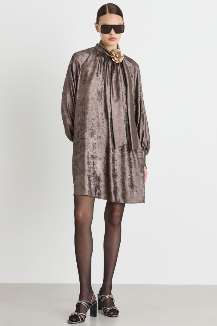 Abito in chiffon laminato - GRIGIO - Intrend