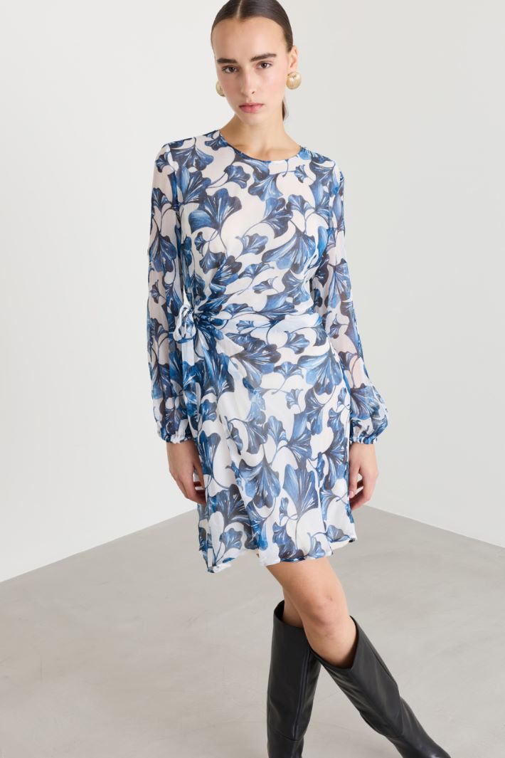 Abito con fiocco laterale - BLU BIANCO - Intrend - 2