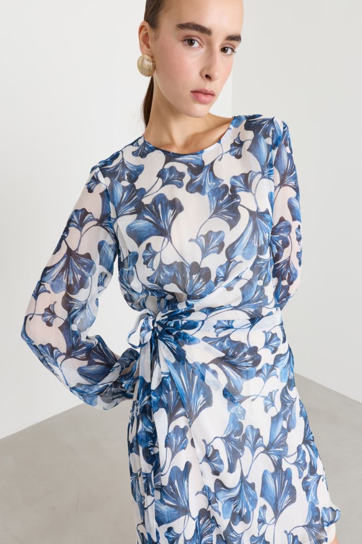 Abito con fiocco laterale - BLU BIANCO - Intrend - 3