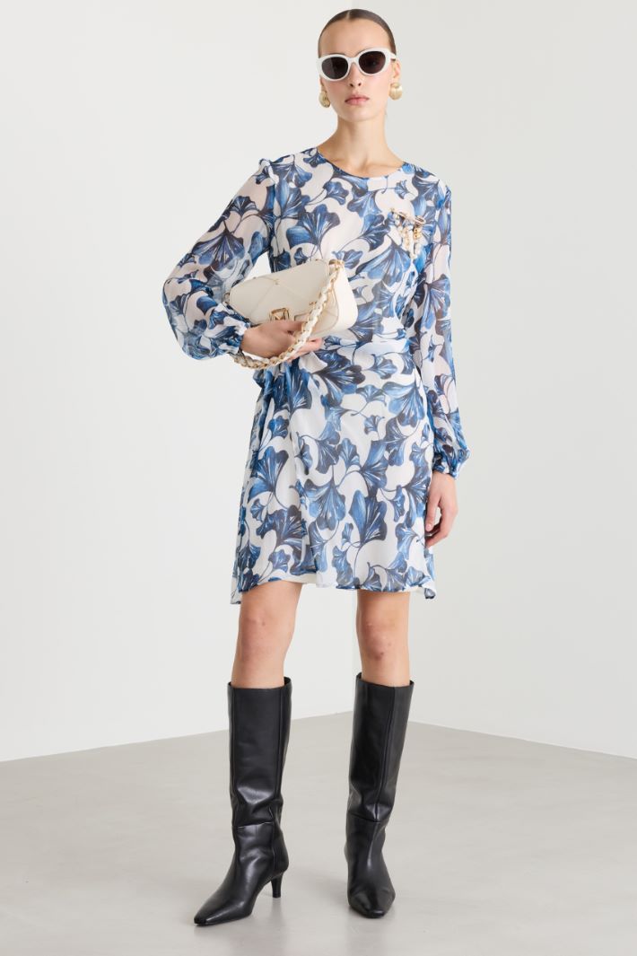 Abito con fiocco laterale - BLU BIANCO - Intrend