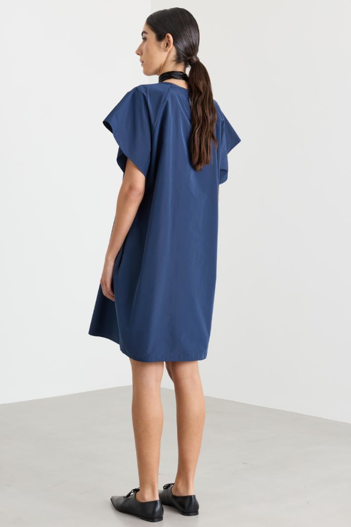 A-line taffeta dress with wide sleeves - BLUE - Intrend - 4