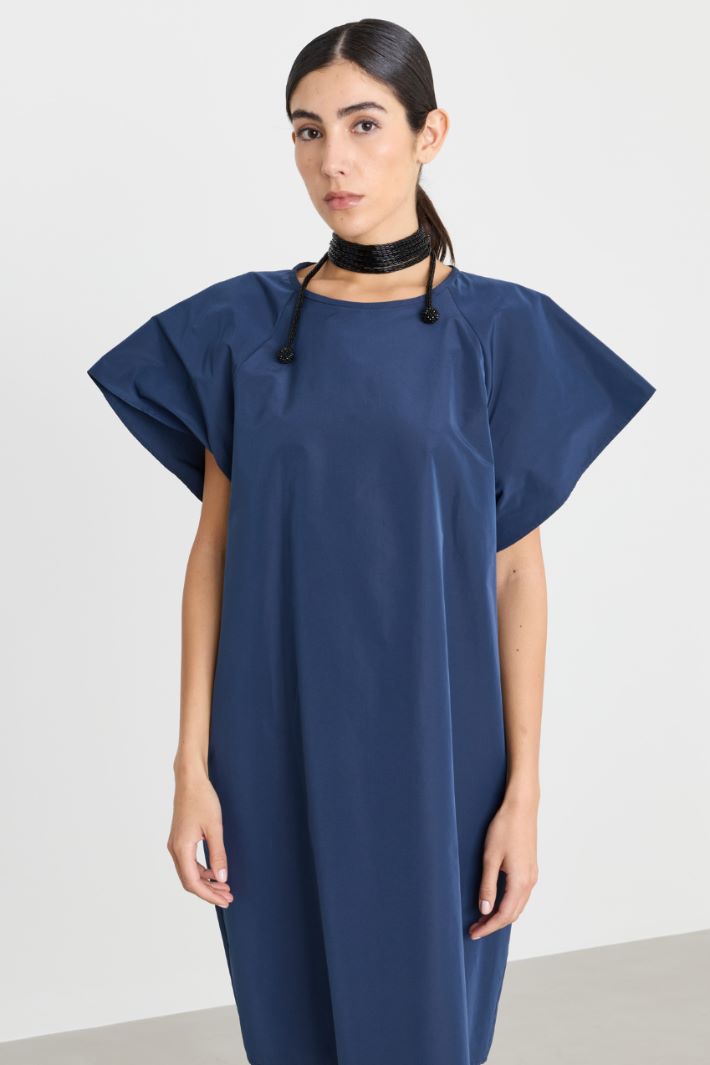 A-line taffeta dress with wide sleeves - BLUE - Intrend - 2