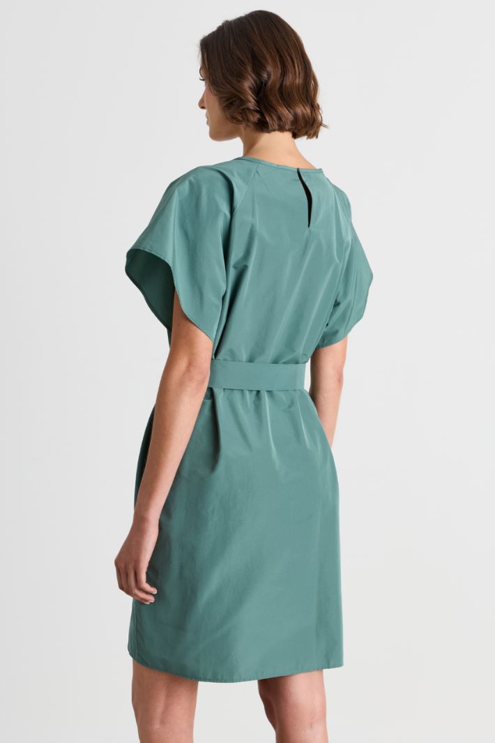 A-line taffeta dress with wide sleeves - GREEN - Intrend - 4