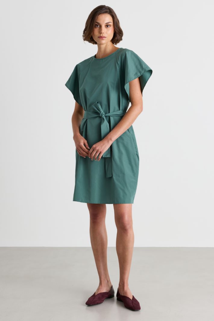 A-line taffeta dress with wide sleeves - GREEN - Intrend - 2