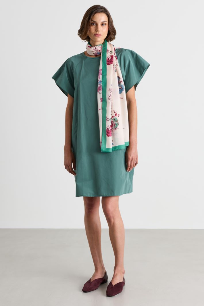 A-line taffeta dress with wide sleeves - GREEN - Intrend