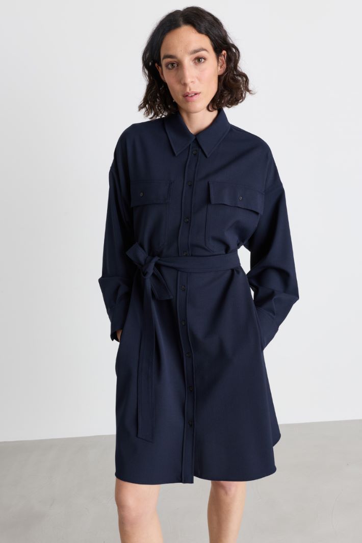 Gabardine shirt dress - BLUE - Intrend - 2