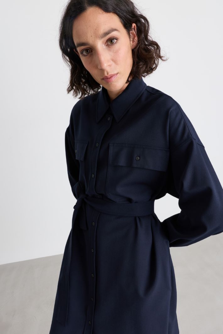Gabardine shirt dress - BLUE - Intrend - 3