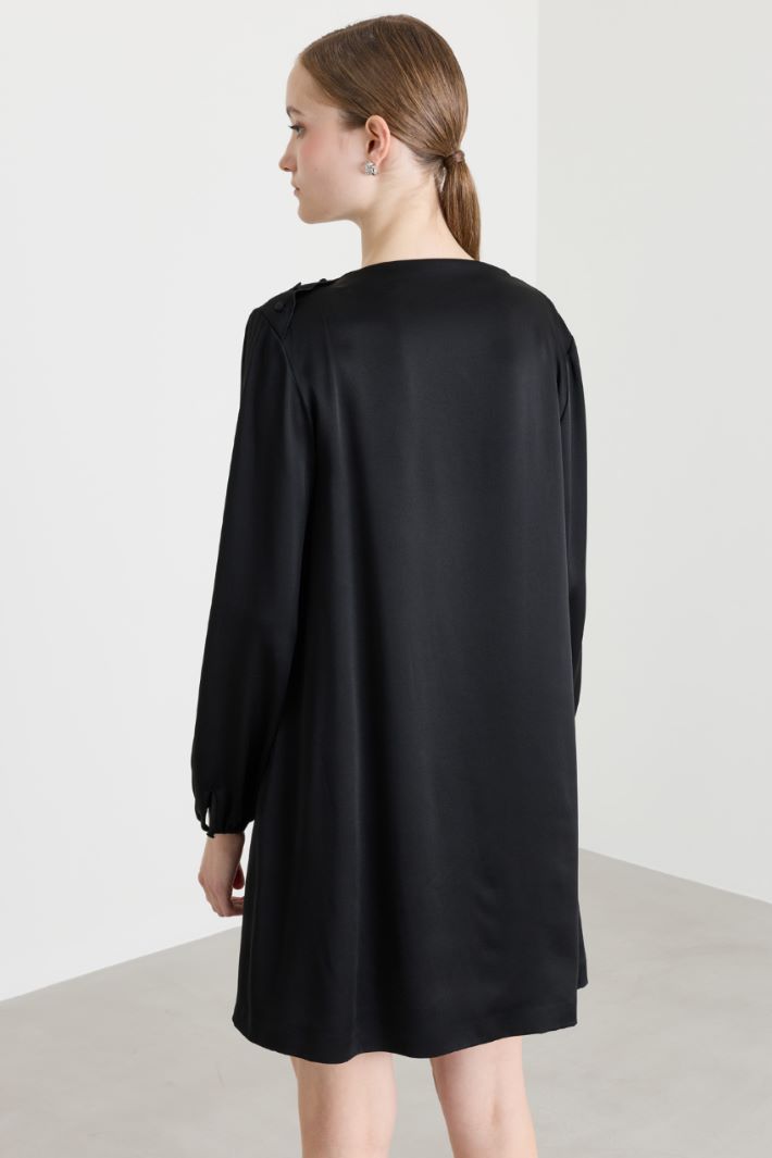 Lustrous crepe dress - BLACK - Intrend - 4