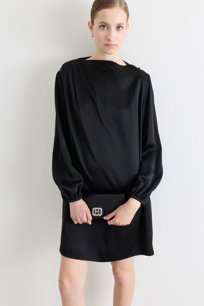 Lustrous crepe dress - BLACK - Intrend - 2