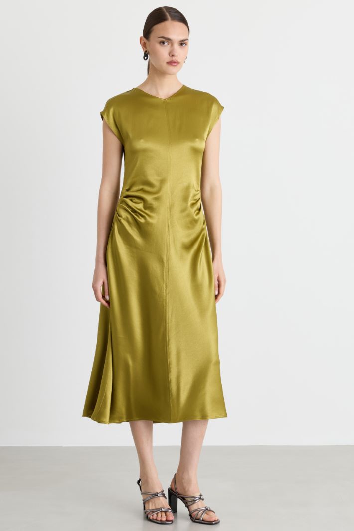 Lustrous satin dress - GREEN - Intrend - 2