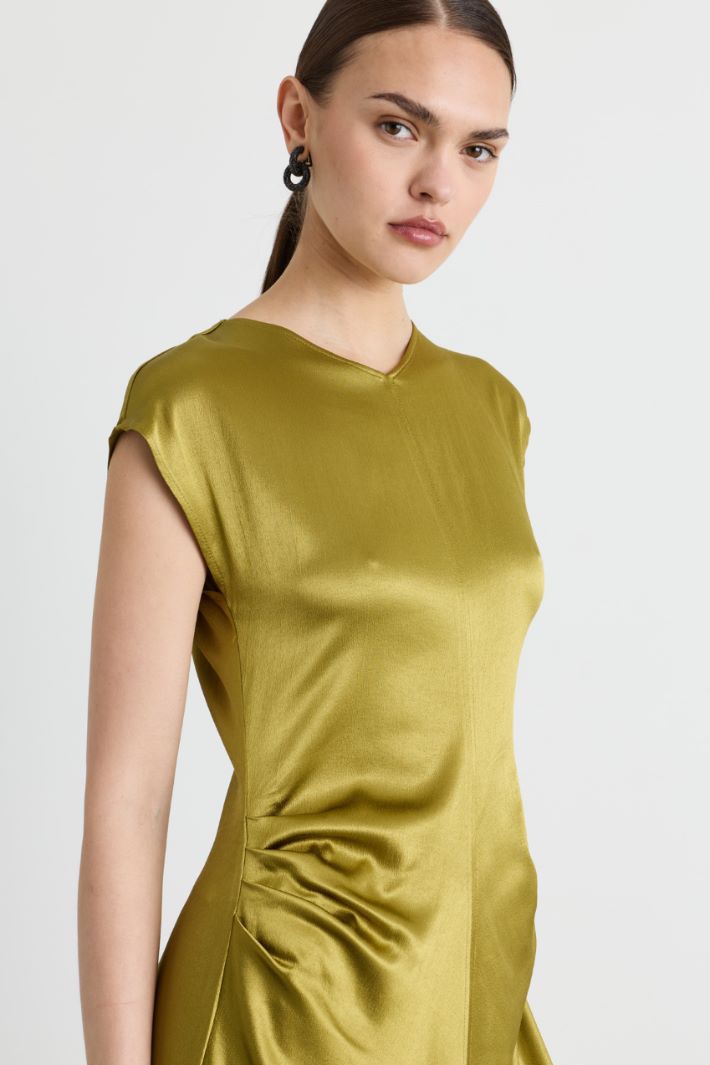 Lustrous satin dress - GREEN - Intrend - 3