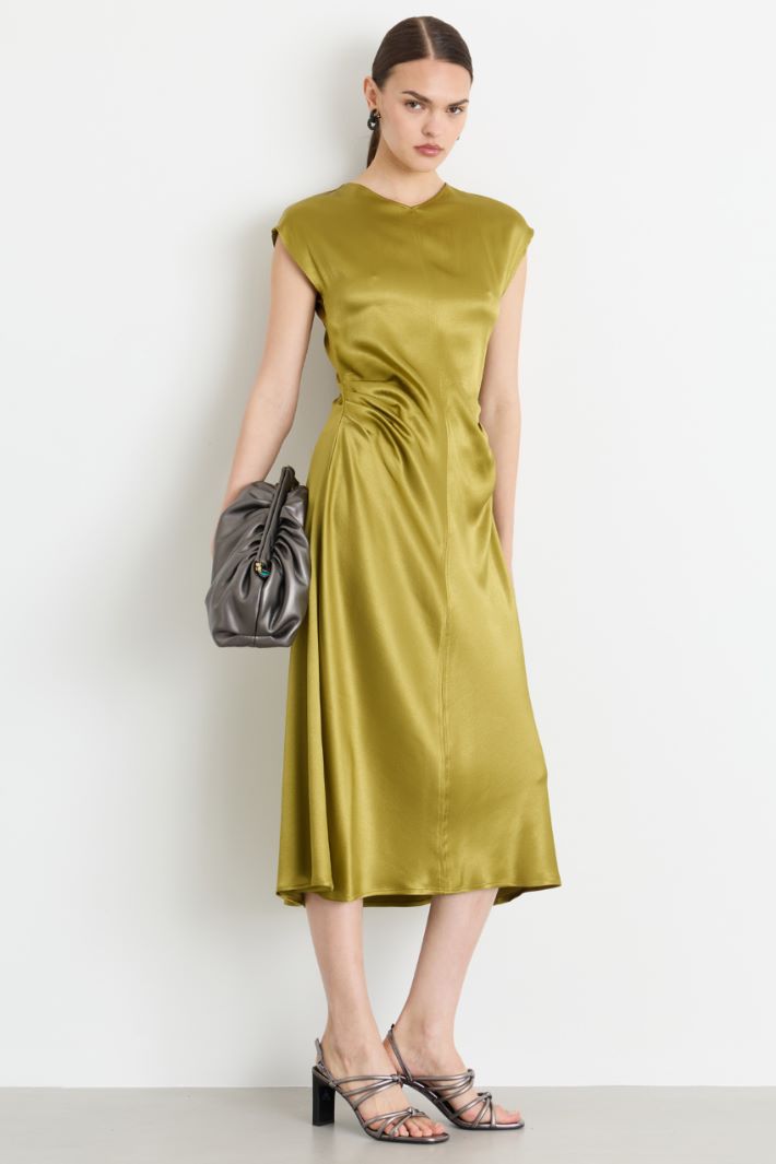 Lustrous satin dress - GREEN - Intrend