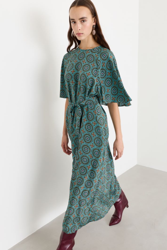 Abito in crepe de chine di seta - AZZURRO VERDE - Intrend - 2