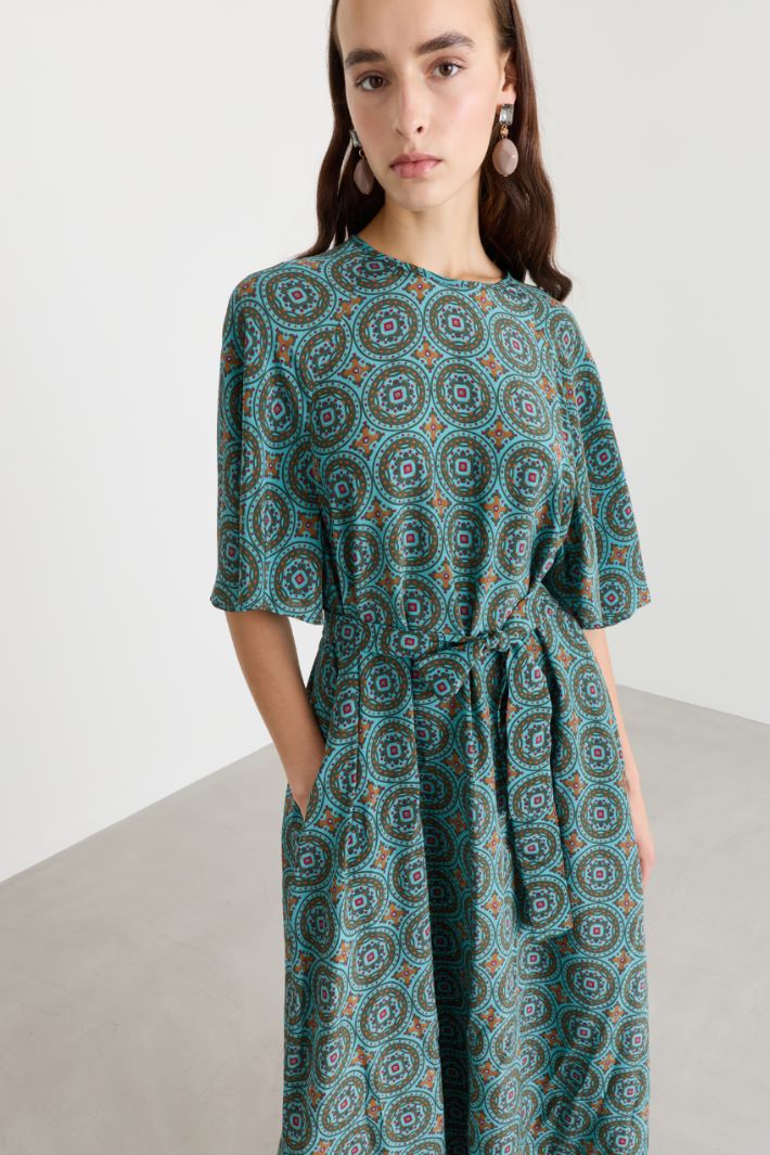 Abito in crepe de chine di seta - AZZURRO VERDE - Intrend - 3