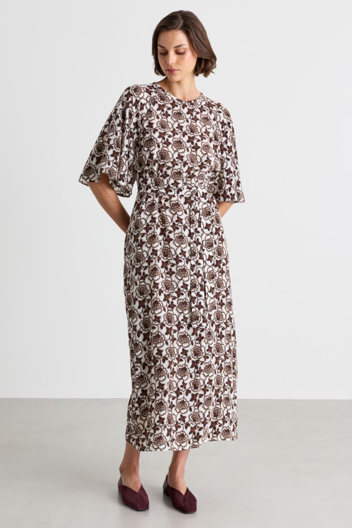 Crepe de chine dress - BROWN - Intrend - 2
