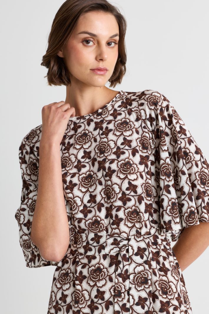Crepe de chine dress - BROWN - Intrend - 3