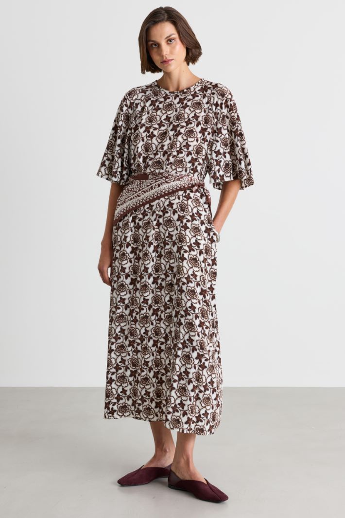 Crepe de chine dress - BROWN - Intrend