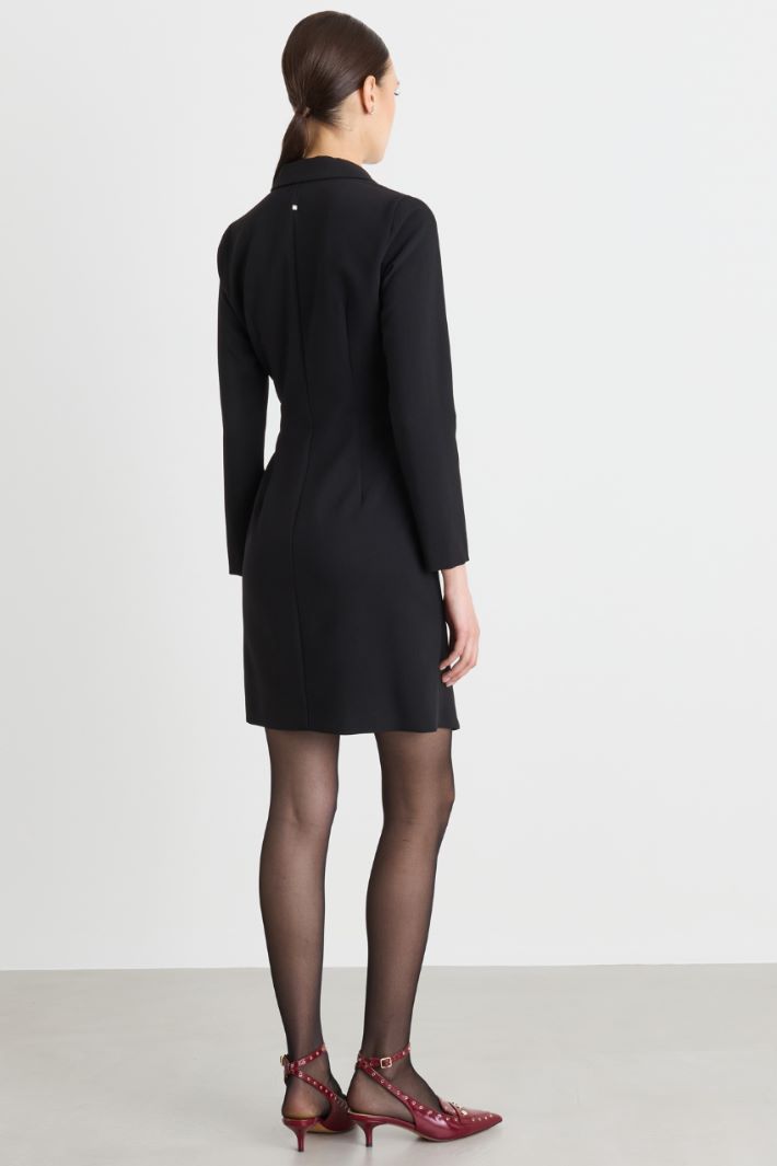 Abito incrociato in tessuto stretch - NERO - Intrend - 4