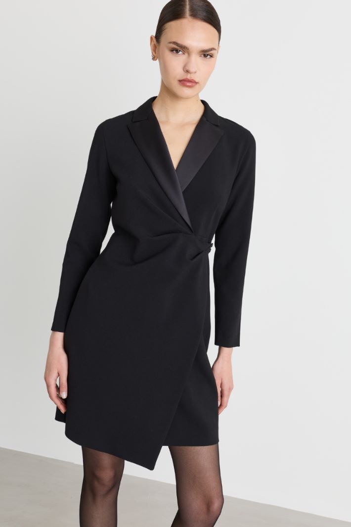 Abito incrociato in tessuto stretch - NERO - Intrend - 2