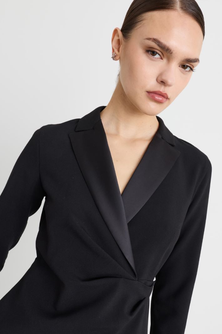 Abito incrociato in tessuto stretch - NERO - Intrend - 3