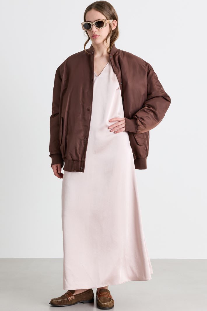 Satin midi dress - PINK - Intrend