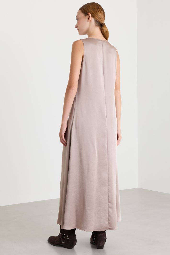 Satin midi dress - BEIGE - Intrend - 4