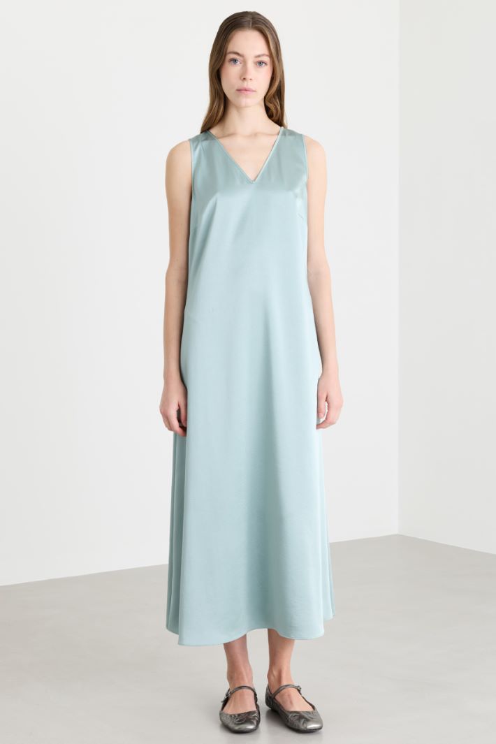 Satin midi dress - LIGHT BLUE - Intrend - 2