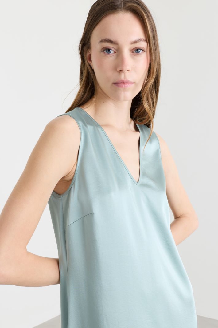 Satin midi dress - LIGHT BLUE - Intrend - 3