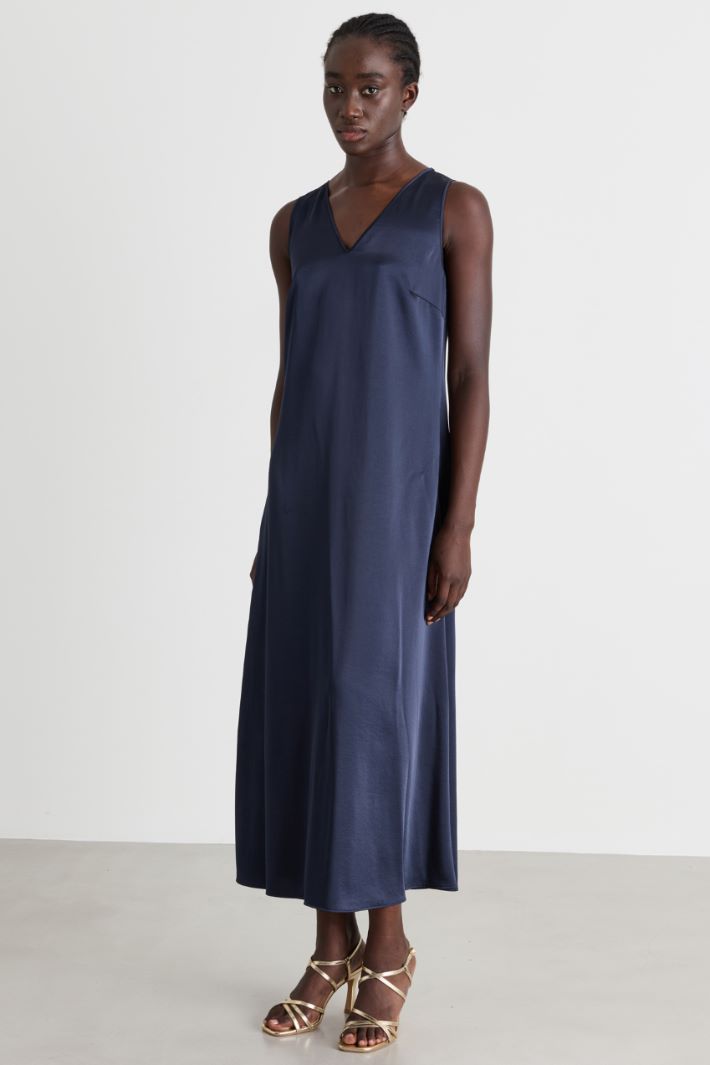 Satin midi dress - BLUE - Intrend - 2