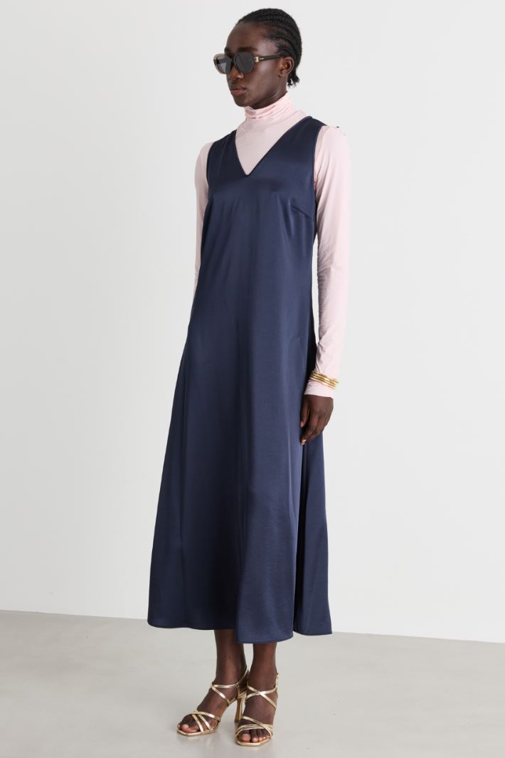 Satin midi dress - BLUE - Intrend