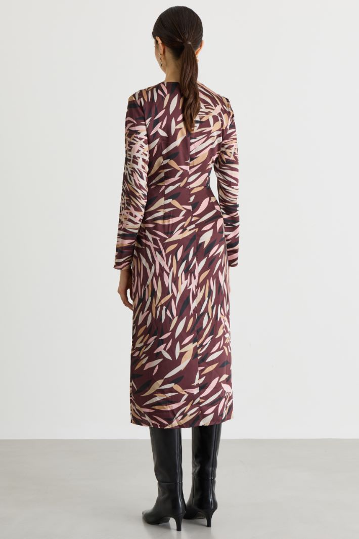 Printed twill dress - BORDEAUX - Intrend - 4