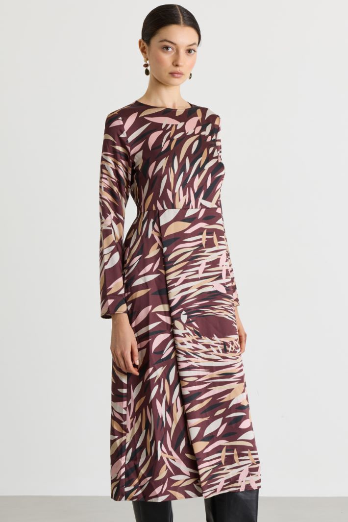 Printed twill dress - BORDEAUX - Intrend - 2