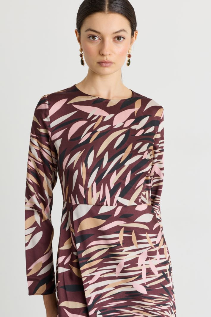 Printed twill dress - BORDEAUX - Intrend - 3