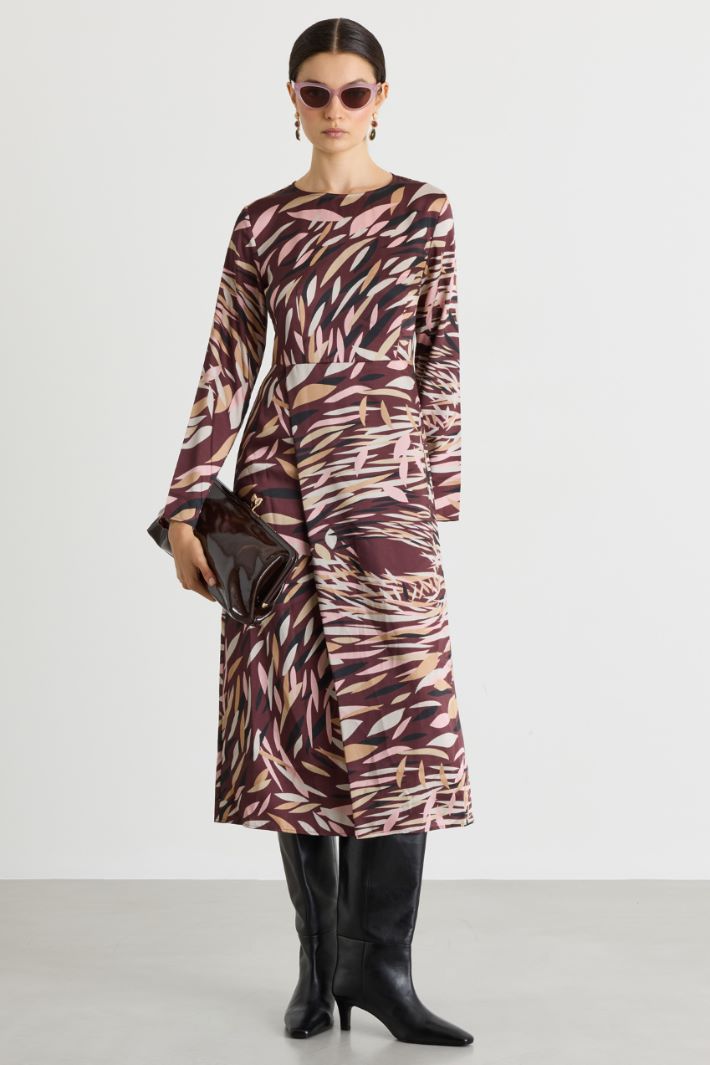 Printed twill dress - BORDEAUX - Intrend