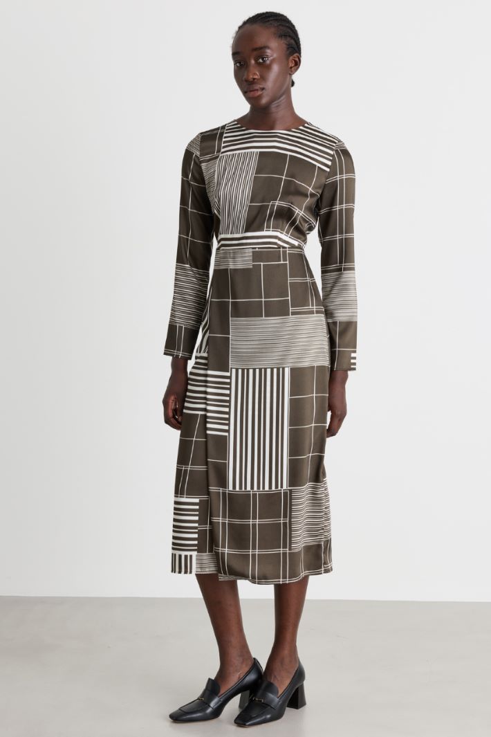 Printed twill dress - GREEN - Intrend - 2