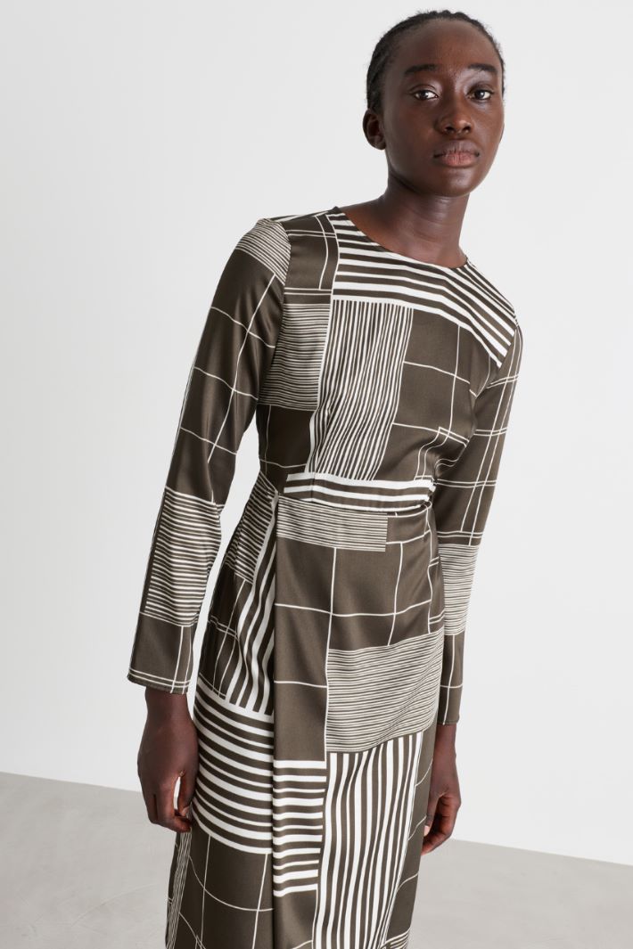 Printed twill dress - GREEN - Intrend - 3