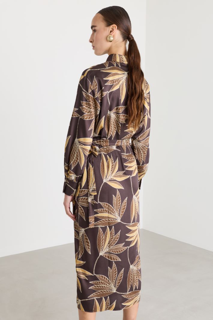 Abito in twill con nodo - MARRONE - Intrend - 4