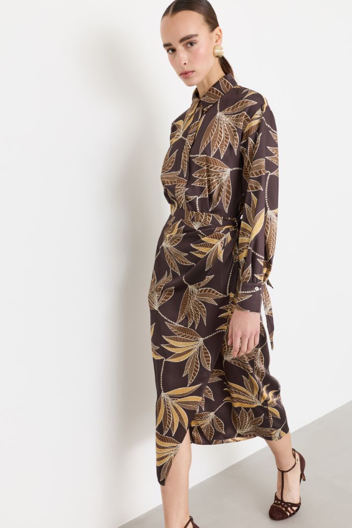 Abito in twill con nodo - MARRONE - Intrend - 2