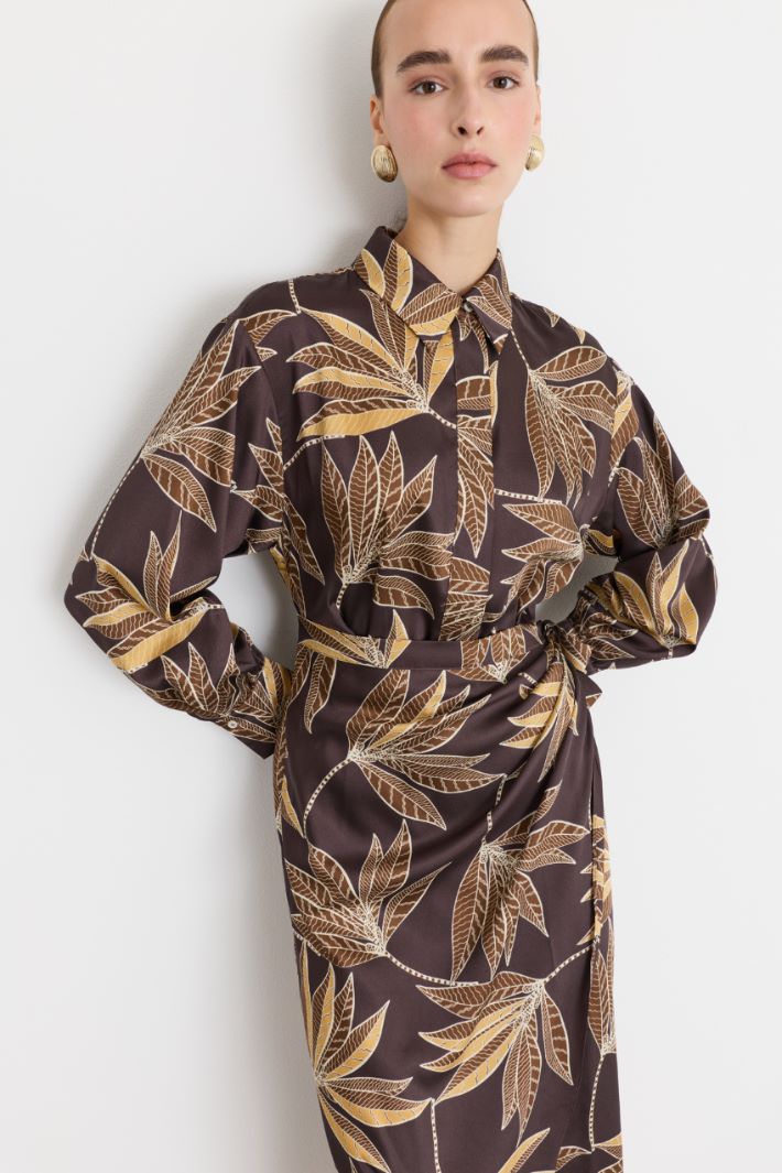 Abito in twill con nodo - MARRONE - Intrend - 3