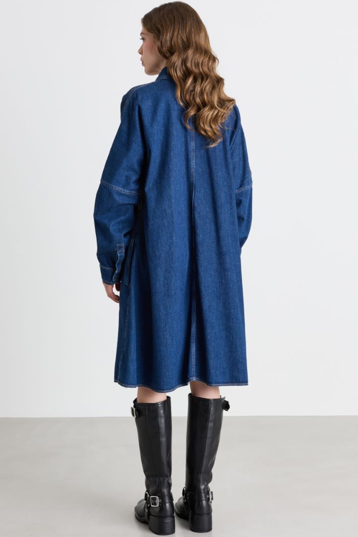 Denim shirt dress - BLUE - Intrend - 4