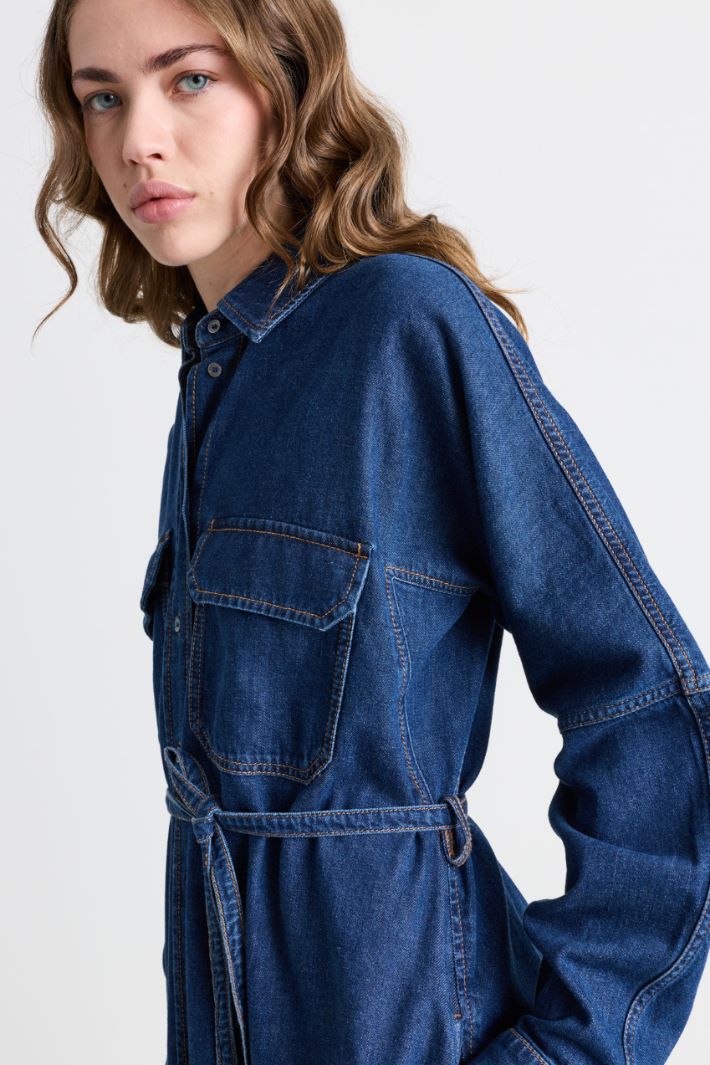Denim shirt dress - BLUE - Intrend - 3