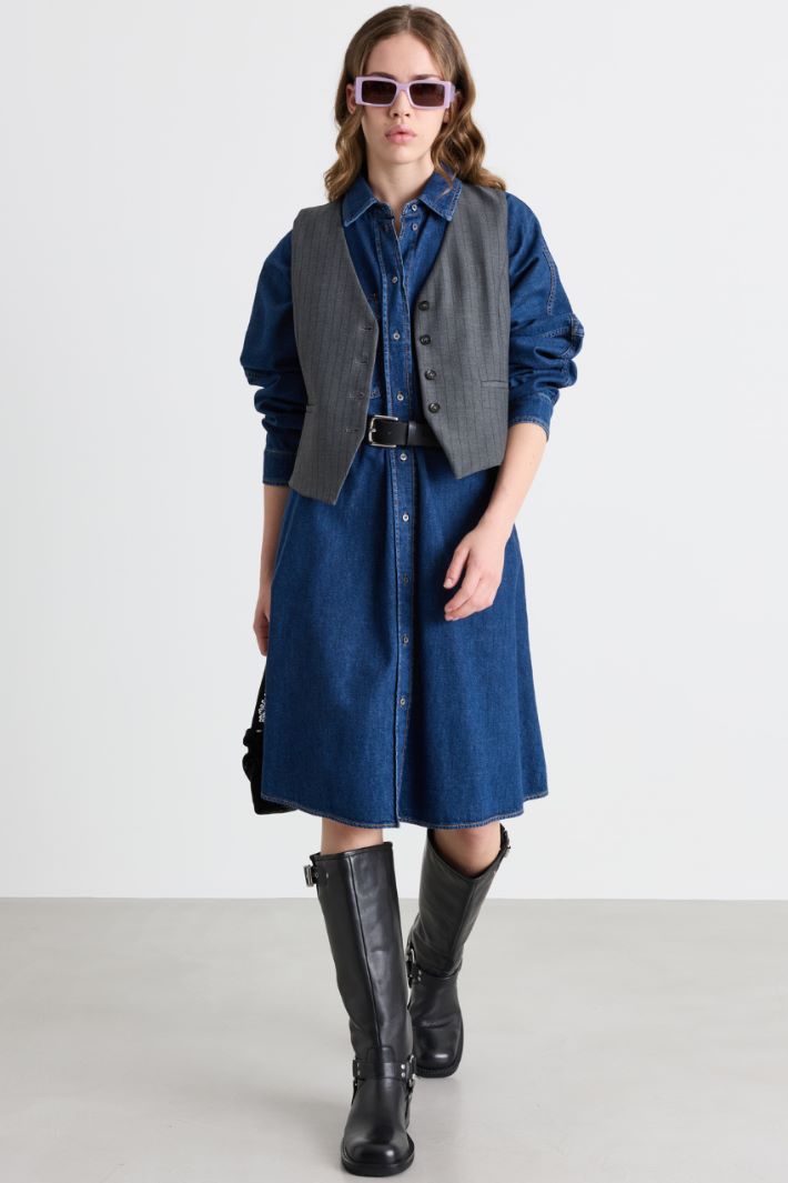 Denim shirt dress - BLUE - Intrend